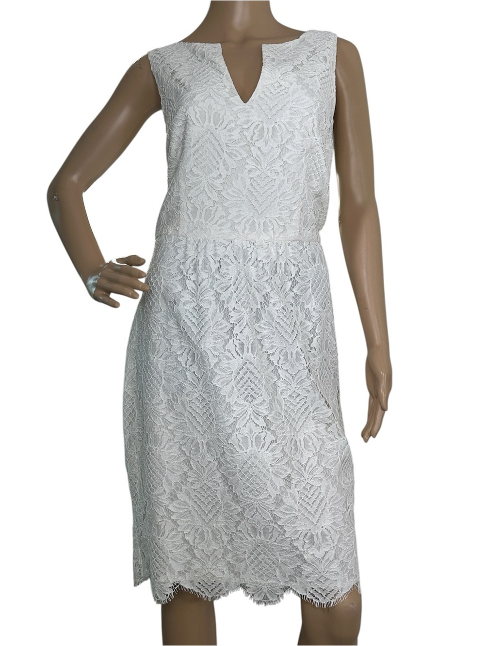 Trina Turk Sleeveless White Lace Kahnie Sheath Dress NWT 12